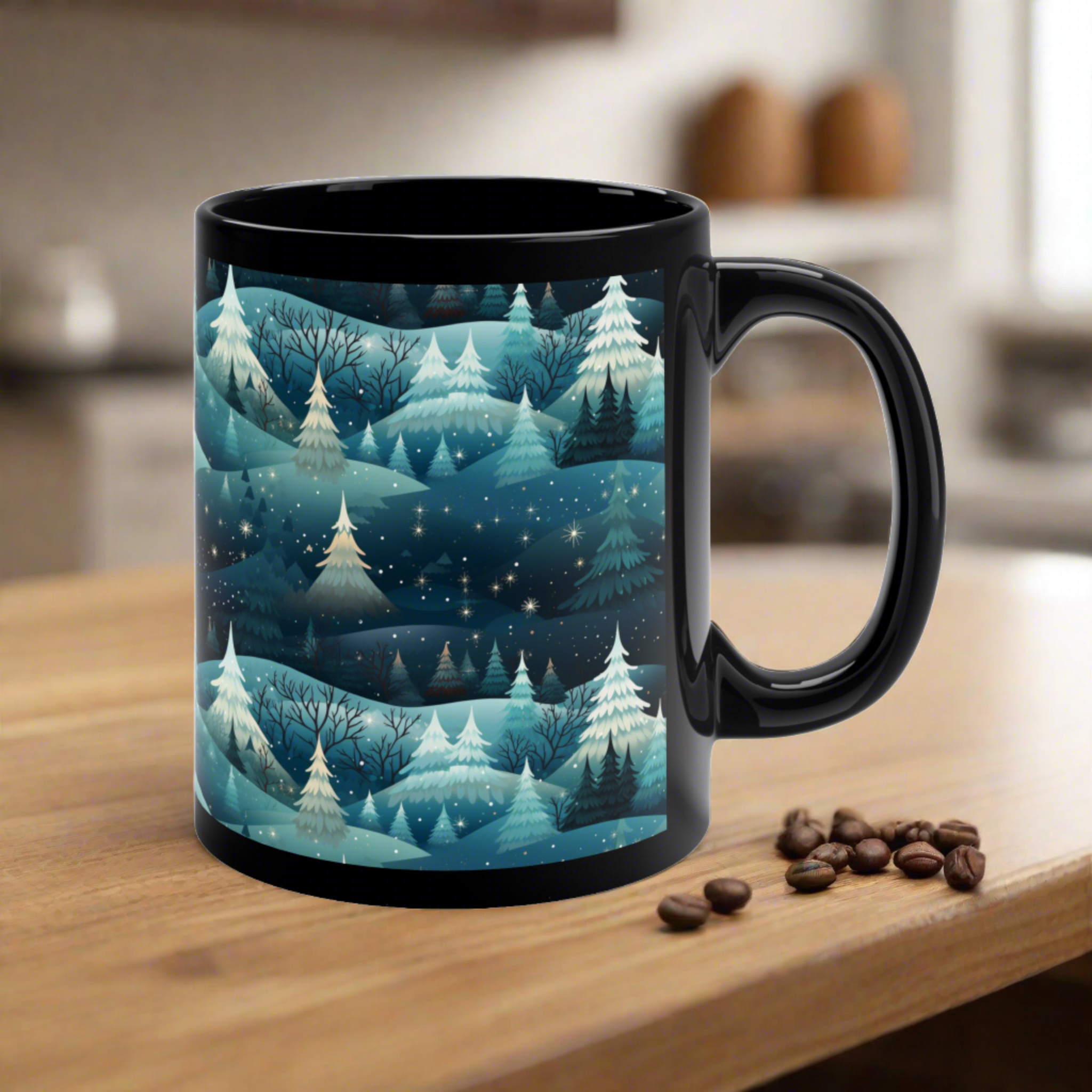 Starry Night Mug CafePress Starry Night Black Poodle Mug - 11 Oz